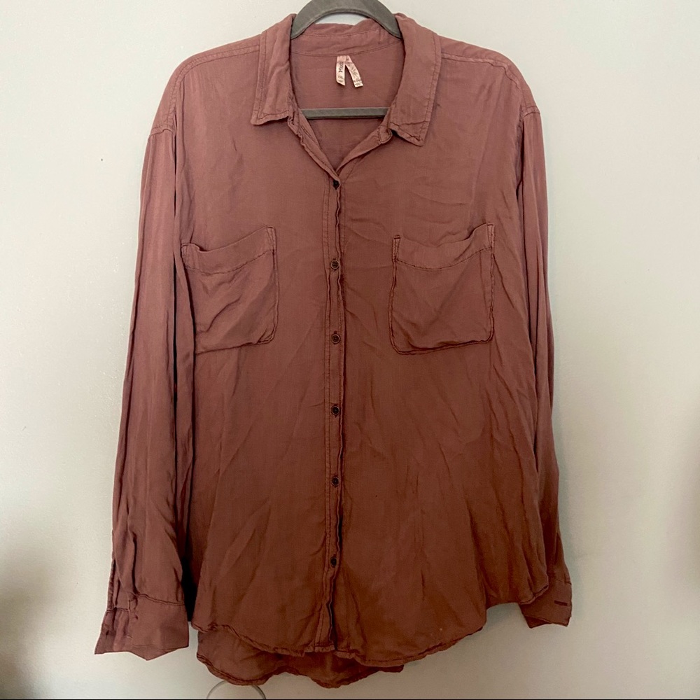 MUDD mauve pink juniors button front shirt